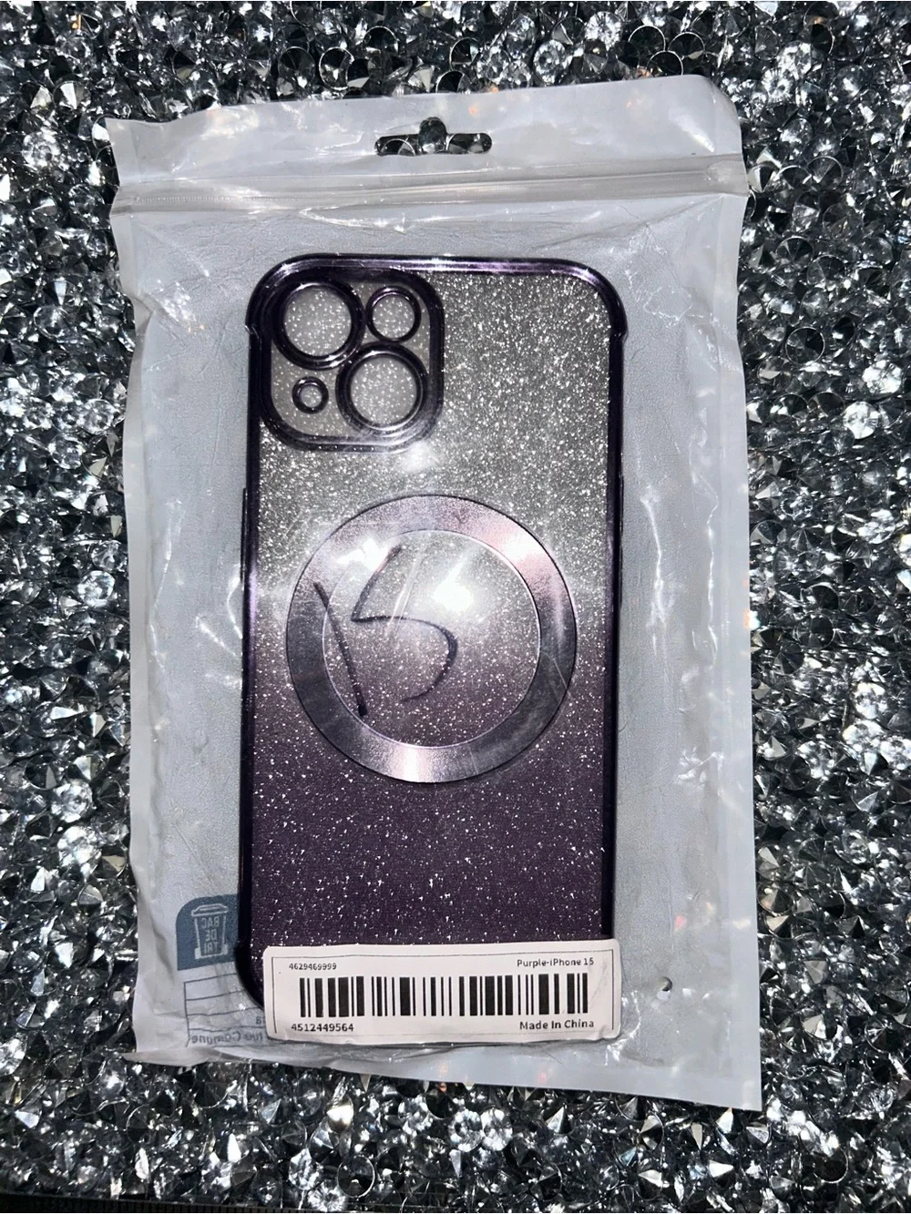 iPhone 15 Glitter Gradient Magnetic Phone Case - Purple